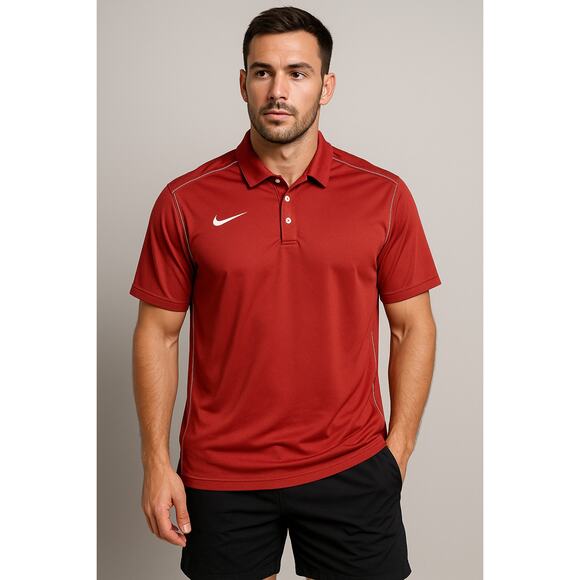 Classic Red Dri-FIT Polo Shirt Nike Large Golf Tennis Activewear - Picture 1 of 3